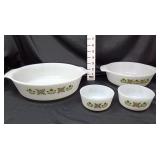 (2) Fire King Meadow Green Casserole Dishes & (2)