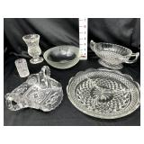 Clear Glass Serving Pieces, Vase & Glass