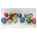 (12) Vintage Glitter Shiny Brite Ornaments - Some