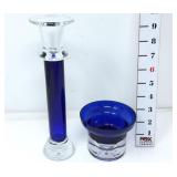 (2) Cobalt Blue Glass Candleholders