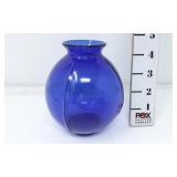 Cobalt Blue Ribbed Glass Vase