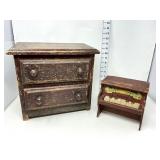 Vintage Wooden Dollhouse Dresser & Symphony Toy