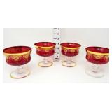 Vintage Bohemian Ruby Red 24K Gold Trim Desert