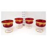 Vintage Ruby Red 24K Gold Trim Dessert Serving