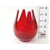 Ruby Red Crackle Glass Candleholder