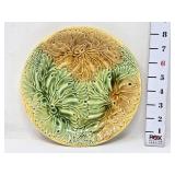 Green & Brown Grape Leaves Majolica Plate