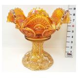 Marigold Carnival Glass Twins Bowl & Stand