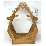 Vintage Hand Made Wooden Decorative Deer Basket