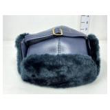 Vintage Blue Leather USA Bomber Hat