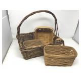 (3 Longaberger Baskets & Rectangle Woven Basket