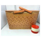 Vintage Woven Picnic Basket & Small Aladdin