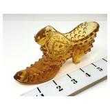 Fenton Hobnail Amber Glass Slipper