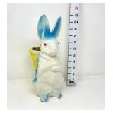 Larger Paper Mache Rabbit w/ Basket - Blue Accent