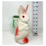 Paper Mache Rabbit with Basket - Red Accent