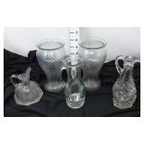 Iridescent Vases & Salad Cruets