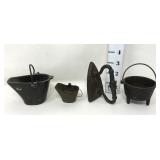 (2) Cast Iron Mini Coal Scuttles, Iron & Cauldron