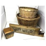 6 Garden Baskets & Handcrafted Sign