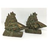 Brass Schooner Bookends