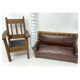 Vintage Wooden Dollhouse Furniture - Chair and