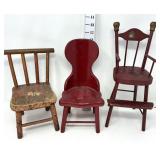 Vintage Wooden Doll Chairs