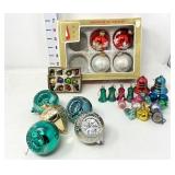 Various Vintage Christmas Ornaments Including