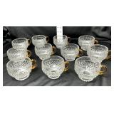 Clear Glass Punch Cups w/Amber Handles