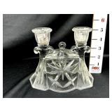 Clear Glass Double Candlestick Holder