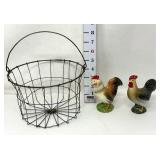 Egg Basket & Chicken Salt & Pepper Shakers