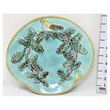 Bird & Holly Majolica Platter