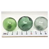 (3) Green Glass Buoy Floats
