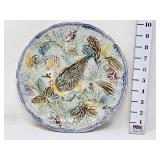 Bird of Paradise & Cherries Majolica Plate