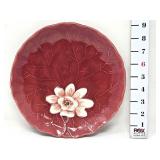 Well Red Water Lily Majolica Plate - Germany