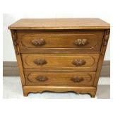 Antique 3-Drawer Dresser w/Leaf Handles