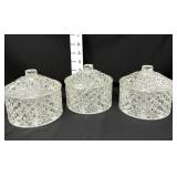 (3) Lucite Diamond Cut Powder Containers