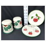 Apple Pottery Spoon Rest, Saucer, Salt & Pepper
