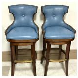 (2) Blue Swivel Bar Stools w/Kick Plates