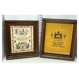 Vintage Framed Cross Stitch Sampler and
