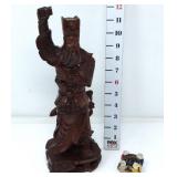 Asian Wooden Figurine & Vintage Pin Cushion