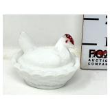Vintage Mini Westmoreland Milk Glass Hen on a