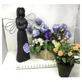 Wooden Angel & Flowered Decor