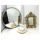 Gold Framed Mirror, Round Mirror & Mini Pitcher
