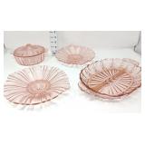 (4) Pink Depression Glass Dishes