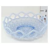 Blue Opalescent Lace Edge Bowl