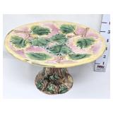 Maple Leaf Majolica Pedestal Compote