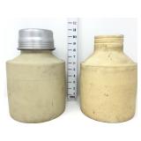 (2) Stoneware Thermos - (1) w/ Lid & Insert
