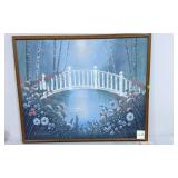 Floral Bridge Landscape on Canvas by Frank