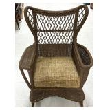 Vintage Wicker Rocking Chair w/Cushion Seat