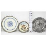 (2) Tea Tile Plates & Hudson Pewter 1776 Plate