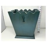 Scalloped Blue Wooden Waste Basket