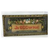ï¿½In God we Trustï¿½ Painted Cross Stitch in Antique